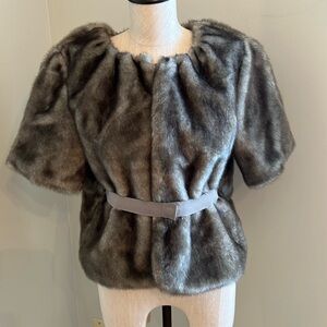 Simply Vera Vera Wang, faux fur crop short sleeve jacket